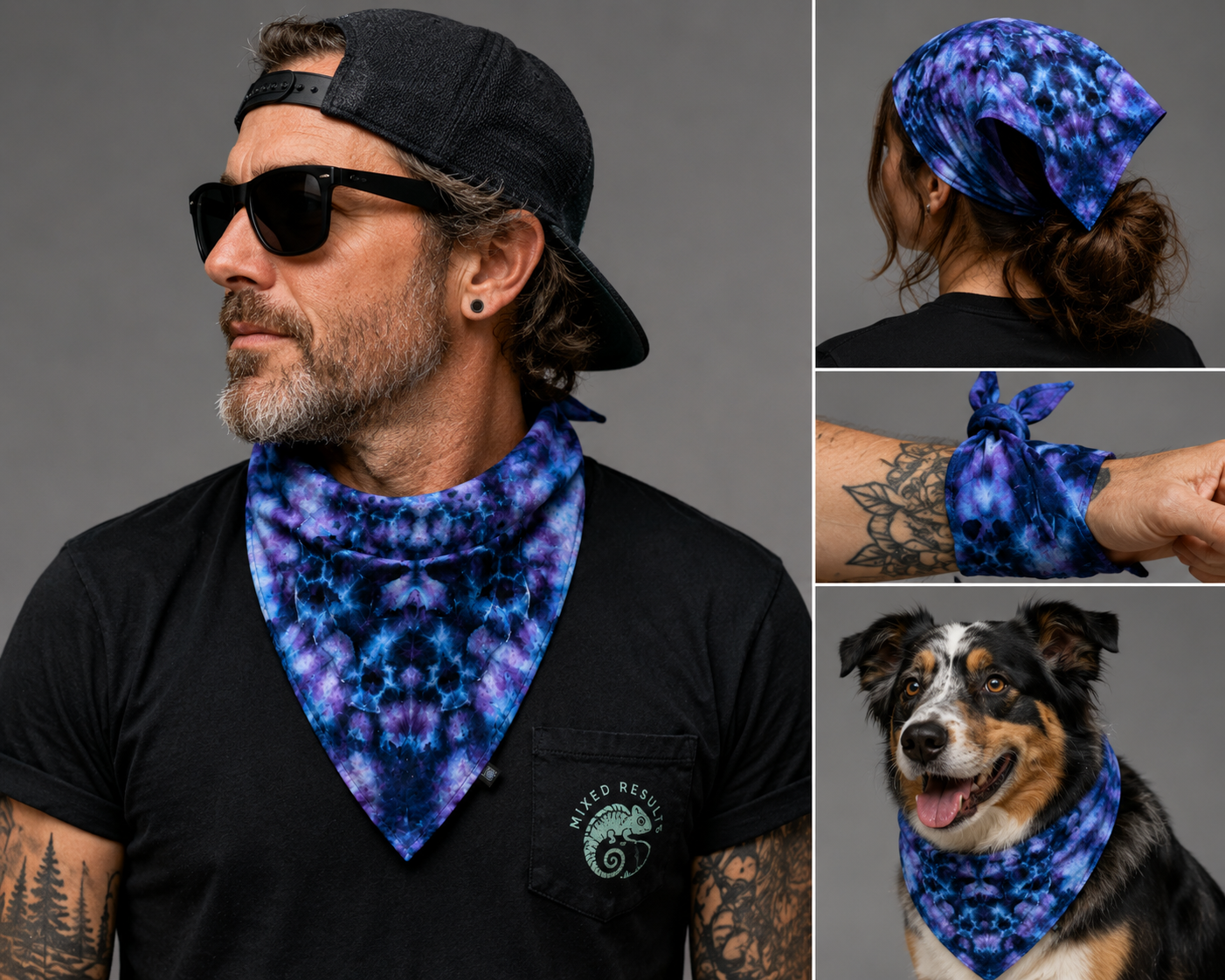 Ghosts in the Ice – Hand-Dyed Triangle Bandana