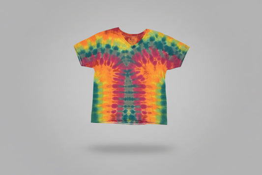 Autumn Signal — XL Haynes V-Neck Upcycled Tie-Dye Tee